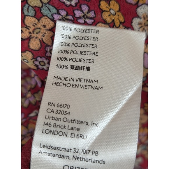 Free People L Bonnie Dark Pink Floral Mini Dress Empire Waist Boho‎ Prairie NEW - Picture 16 of 16